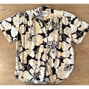 Laurence Bras Short Sleeve Cotton Bindi Top-Size Tall EU 40-Black & White Floral